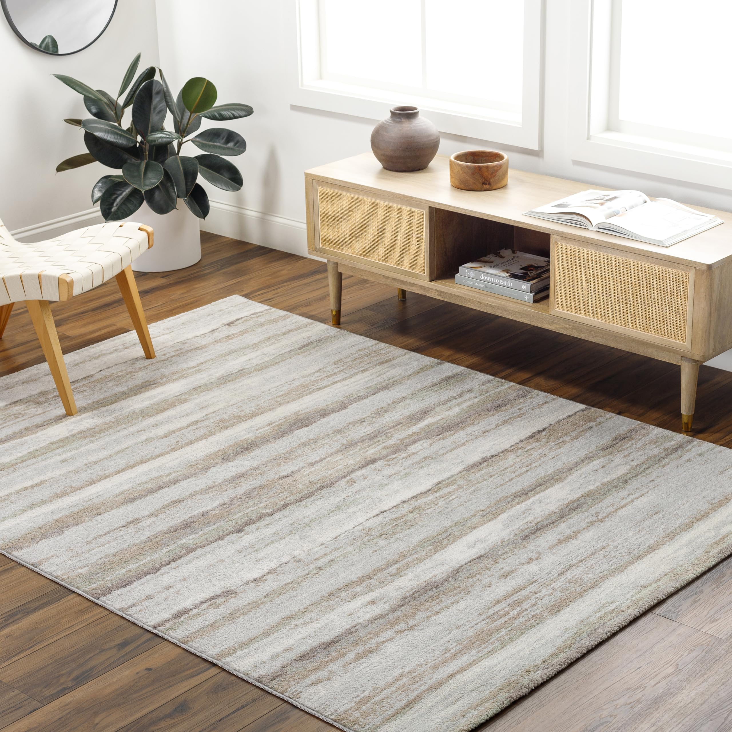 Livabliss Dusel Bruges Abstract Carpet Runner 80x220 cm, Modern Marble Design for Hallway & Dining Area, Soft Luxurious Medium Pile, Cream Brown Grey Green
