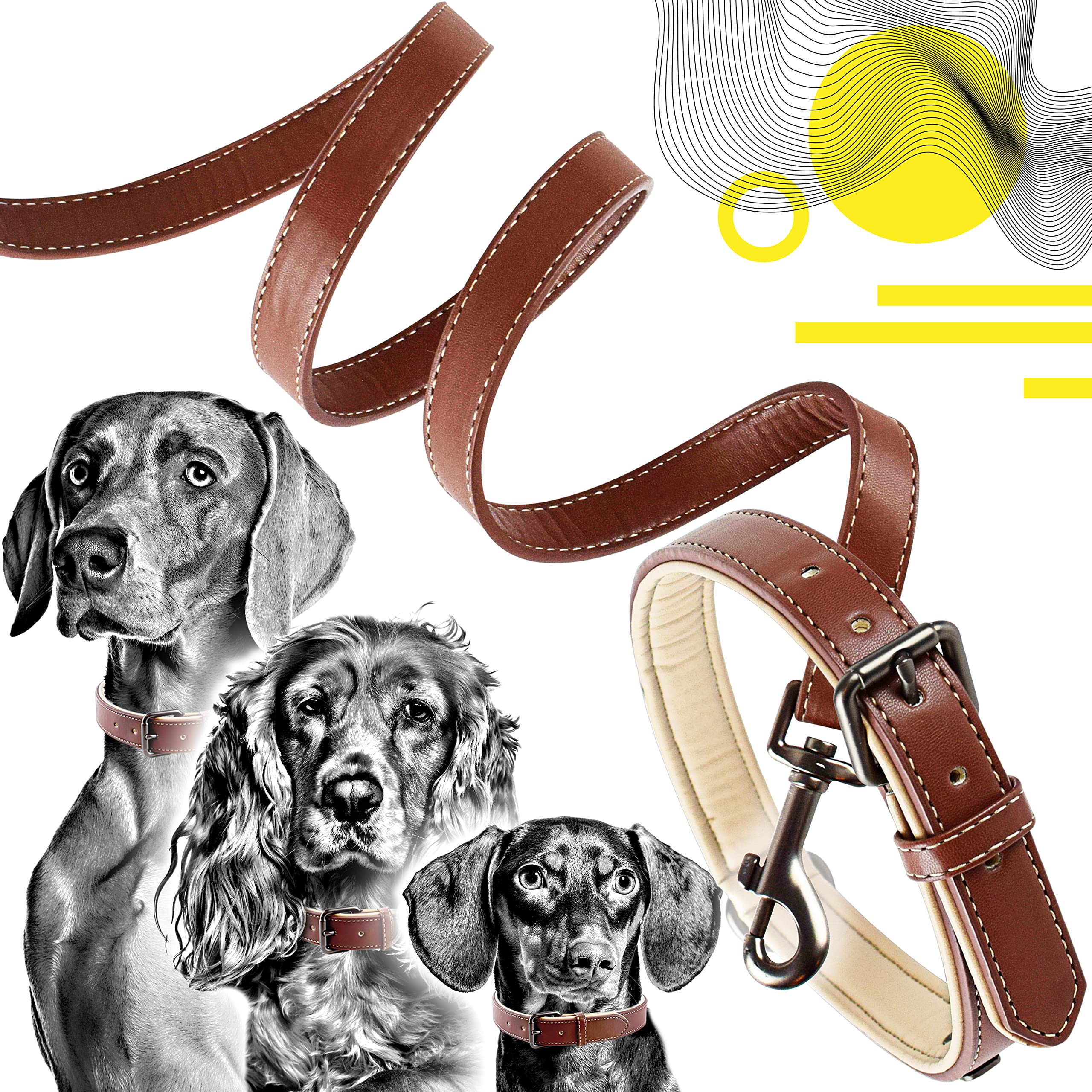 ne&no® Collar and Lead Set (L, Brown/Beige)