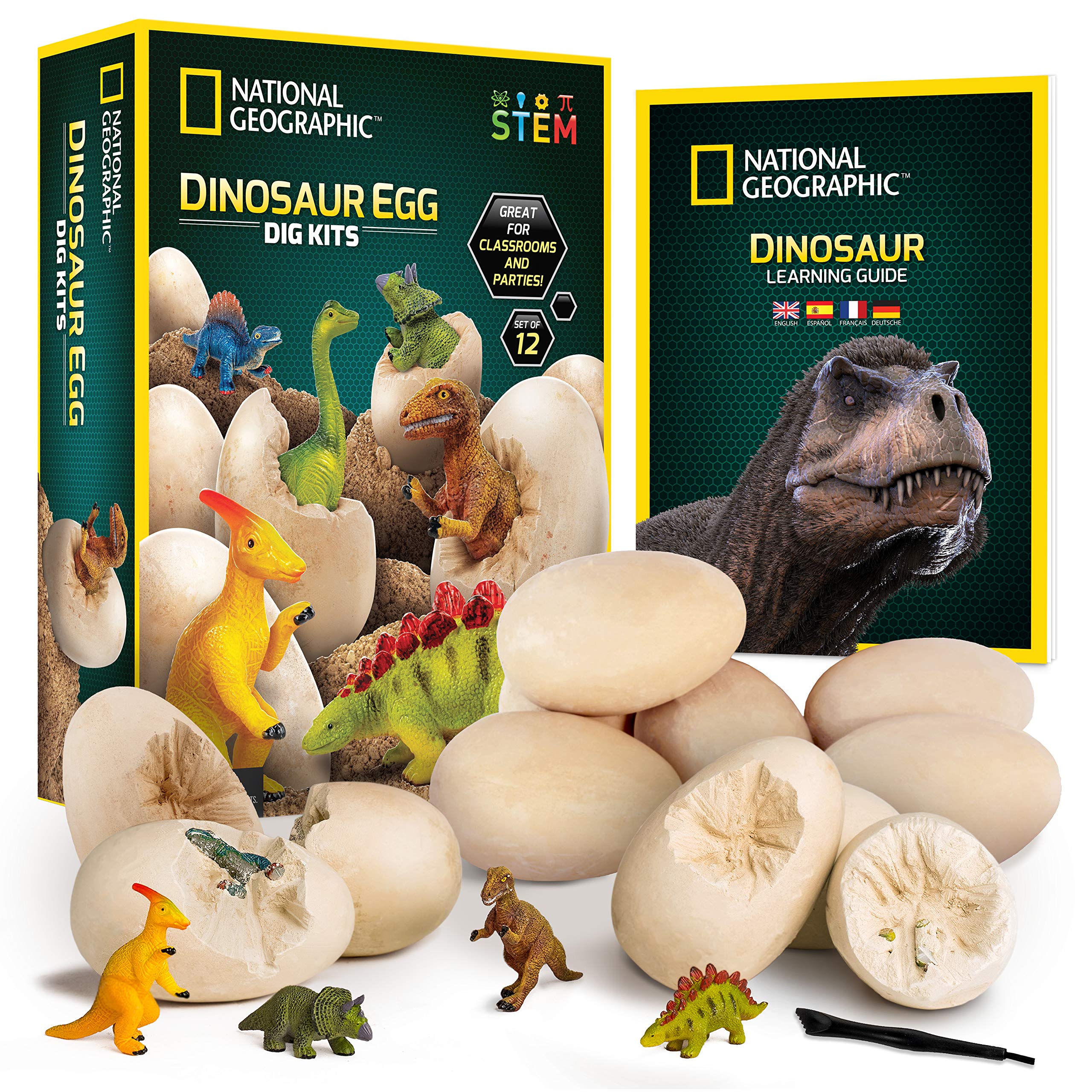 Photo 1 of NATIONAL GEOGRAPHIC Dinosaur Dig Kit - 12 Dino Shaped Bricks with Figures Inside & Excavation Tool Sets, Egg Hunt or Party Activity, Great STEM Toy for Boys & Girls, Easter Basket Stuffers