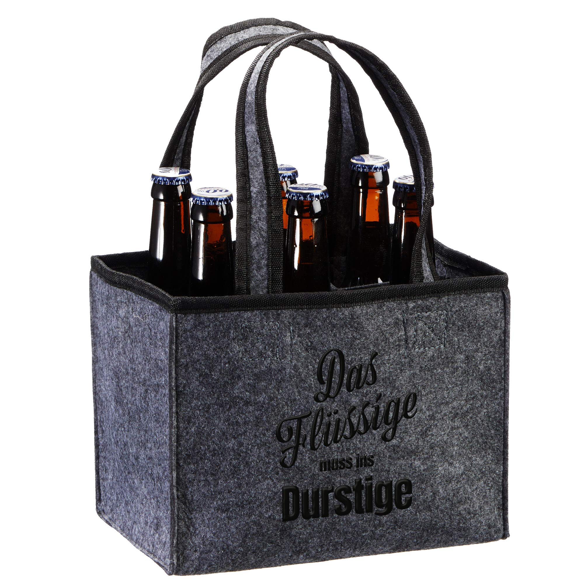 Cepewa Bottle carrier made of felt, bottle bag for 6 bottles 0.33 l or 0.5 l