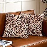 Alricc Cheetah Pillow Covers 18x18 Set of 2 Brown