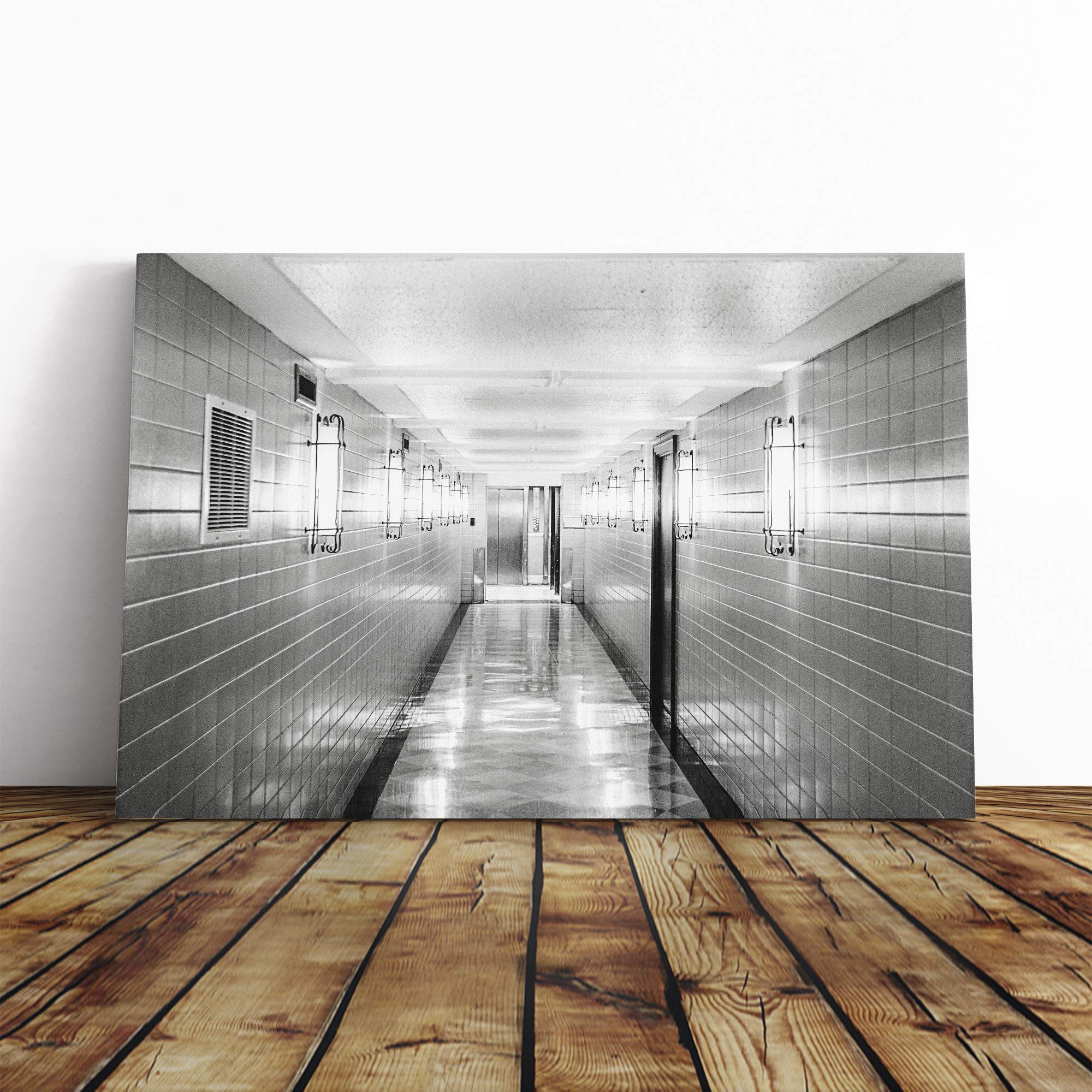 Architecture Tiled Mounted and Stretched Box Frame Picture Canvas Print | Gallery Wrapped 30mm Frame Wall Art | 20x14 inches | Ready to Hang | Contemporary Cityscape Picture | Living Room Lounge