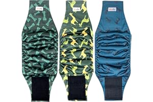 Grecle Premium Male Dog Wraps - High Absorbency Male Dog Diapers (Pack of 3) - Washable Belly Band for Male Dogs Incontinence and Puppy Training (Giraffe, M)
