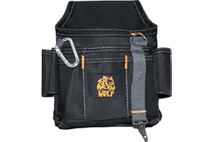 WOLF INDUSTRIAL PRODUCTS Wolf Heavy-Duty Ballistic Small Organizer Tool Pouch Bag | 3’’ Belt Tunnel Loop & Clip | Durable Lightweight Tool Belt Carrying Holster | Contractors Electricians Maintenance Handyman