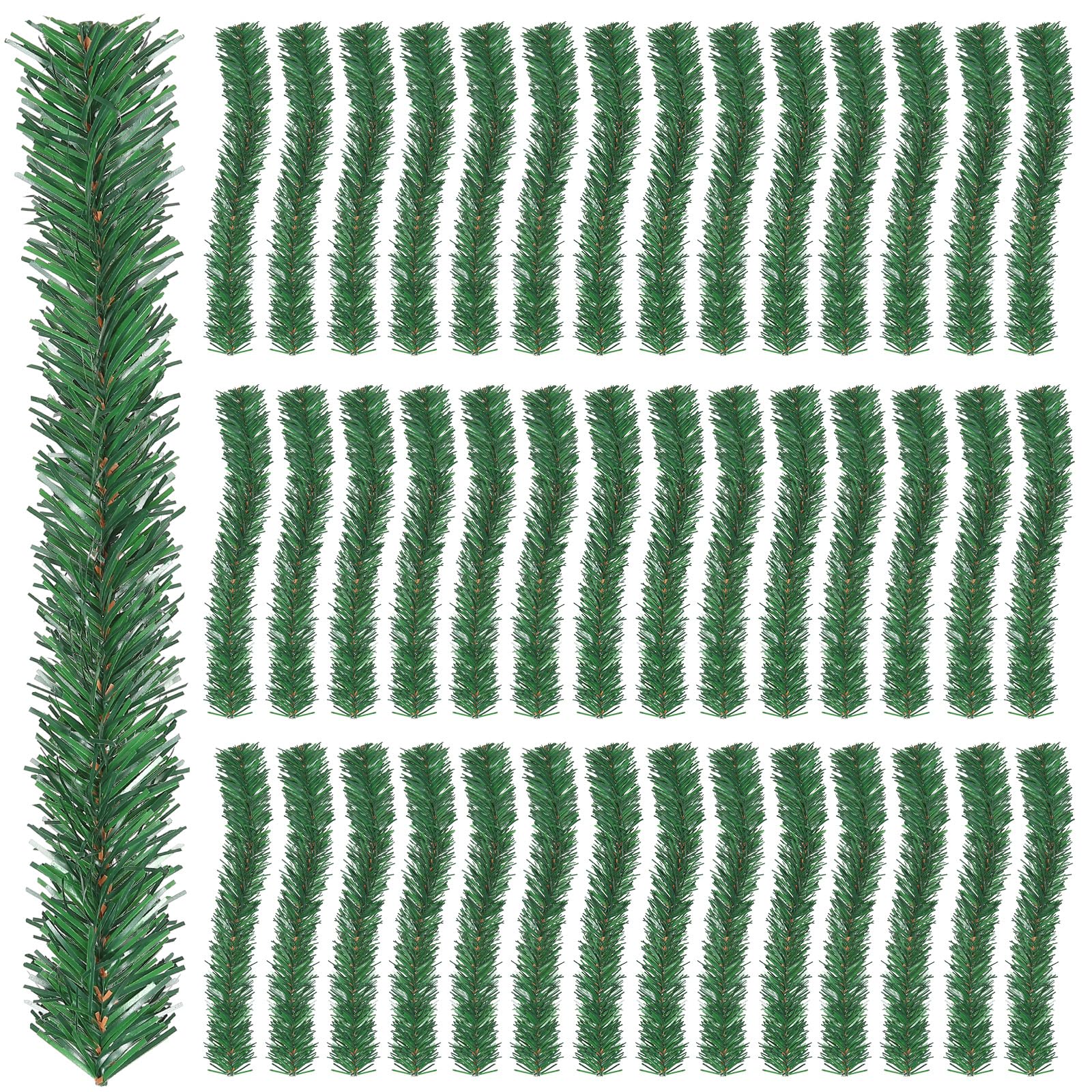 Photo 1 of 100 Pack Christmas Garland Ties, 12 Inch Artificial Pine Needles Santa’s Factory Christmas Tree Branches Wired Faux Pine Greenery Stems in Green for Christmas Decorations