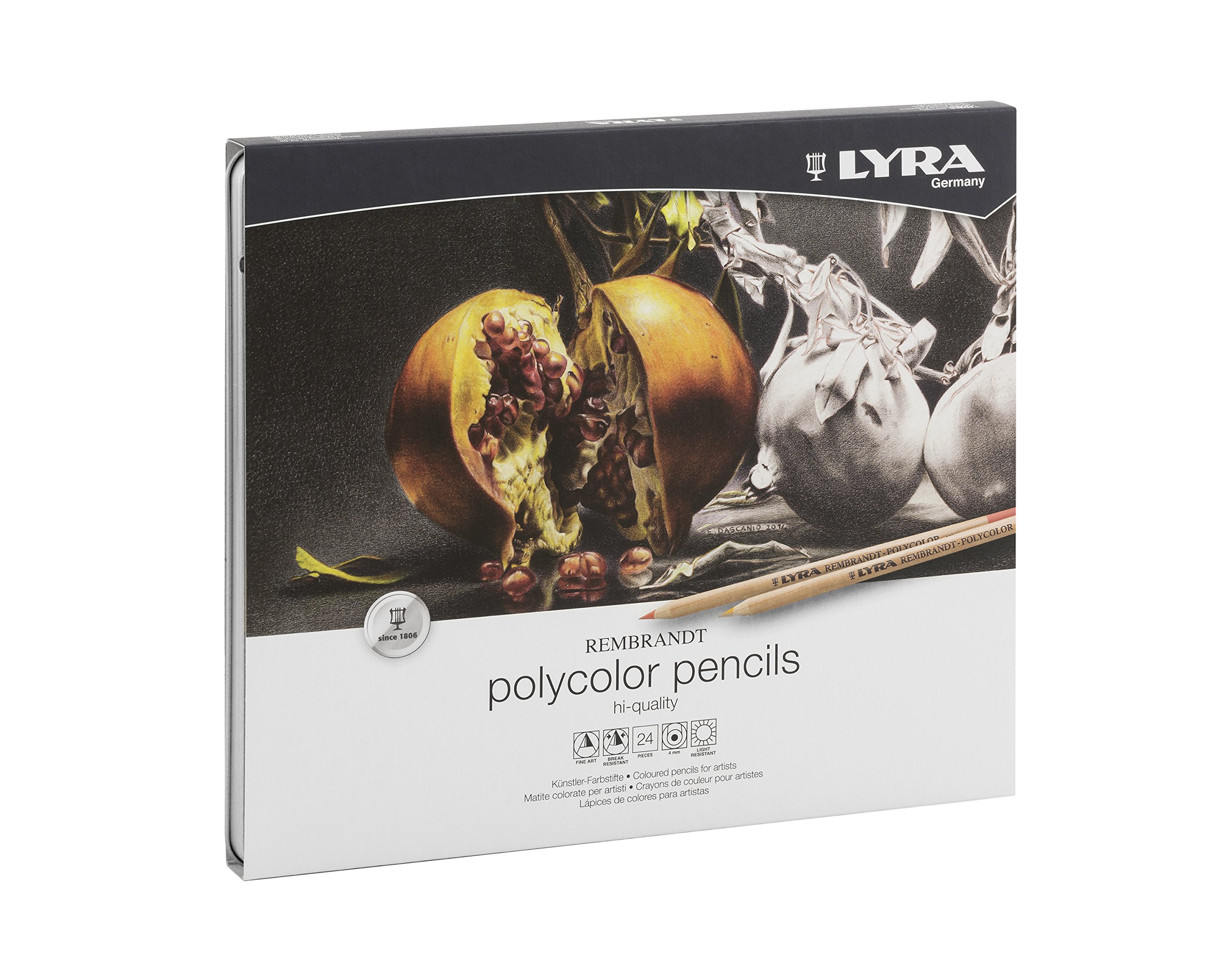LYRA Rembrandt Polycolor, Fine Art Coloured Pencil Set, 24 Assorted Colours, For Professionals & Students