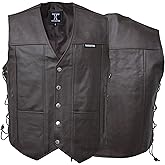 Touch&Torn Motorcycle Vest for Men Leather Vest With Multi Pockets Adjustable Laces Biker Riders Leather Vest