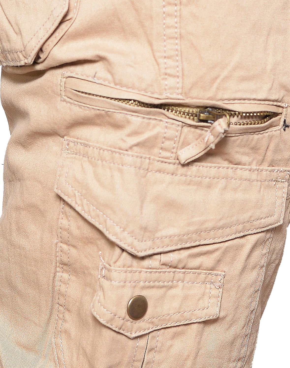 krystle men's cotton stylish cargo trouser pant 6 pocket khaki