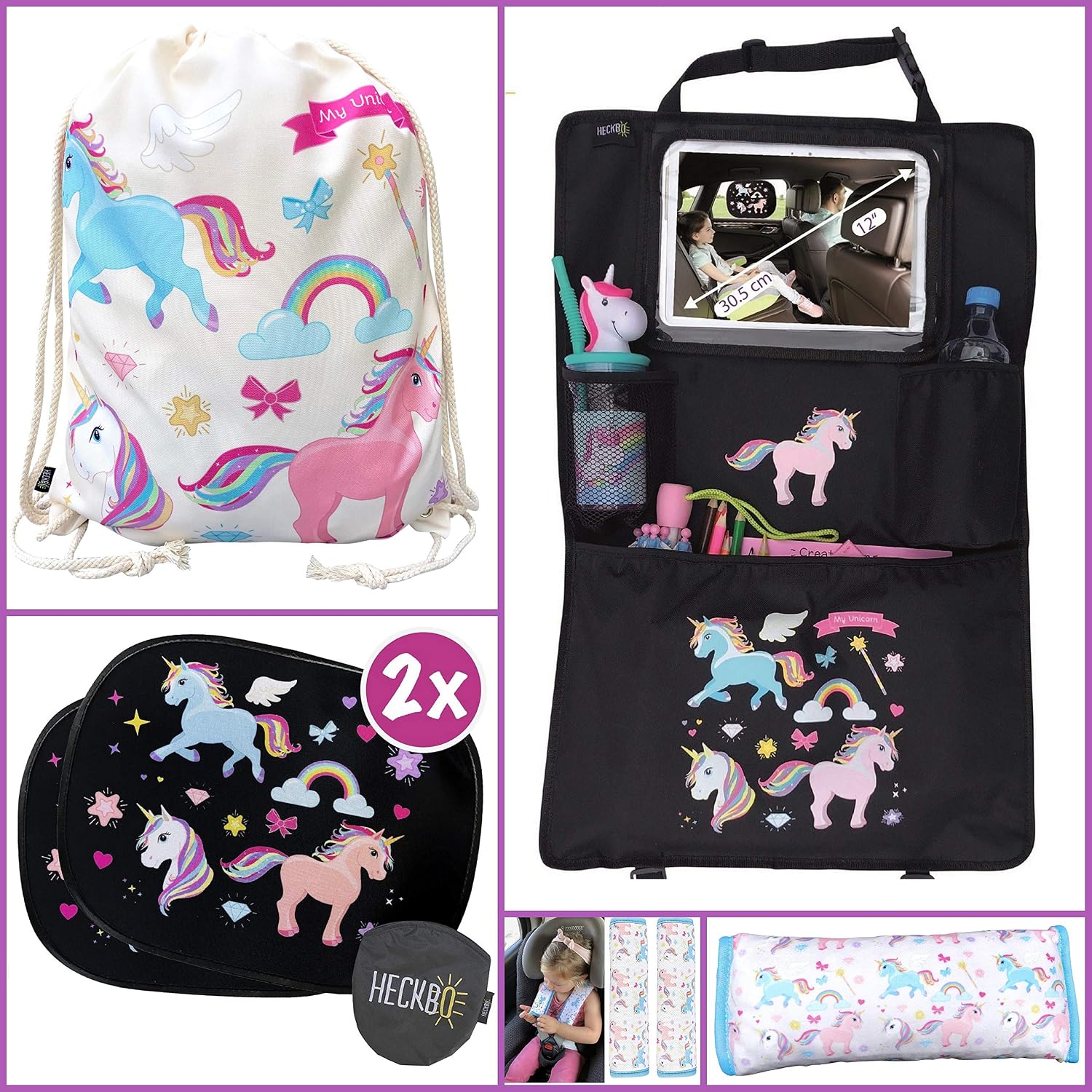 HECKBO 1x Kids Car Seat Belt Pads Seat Belt Protectors, Unicorn - Image 5