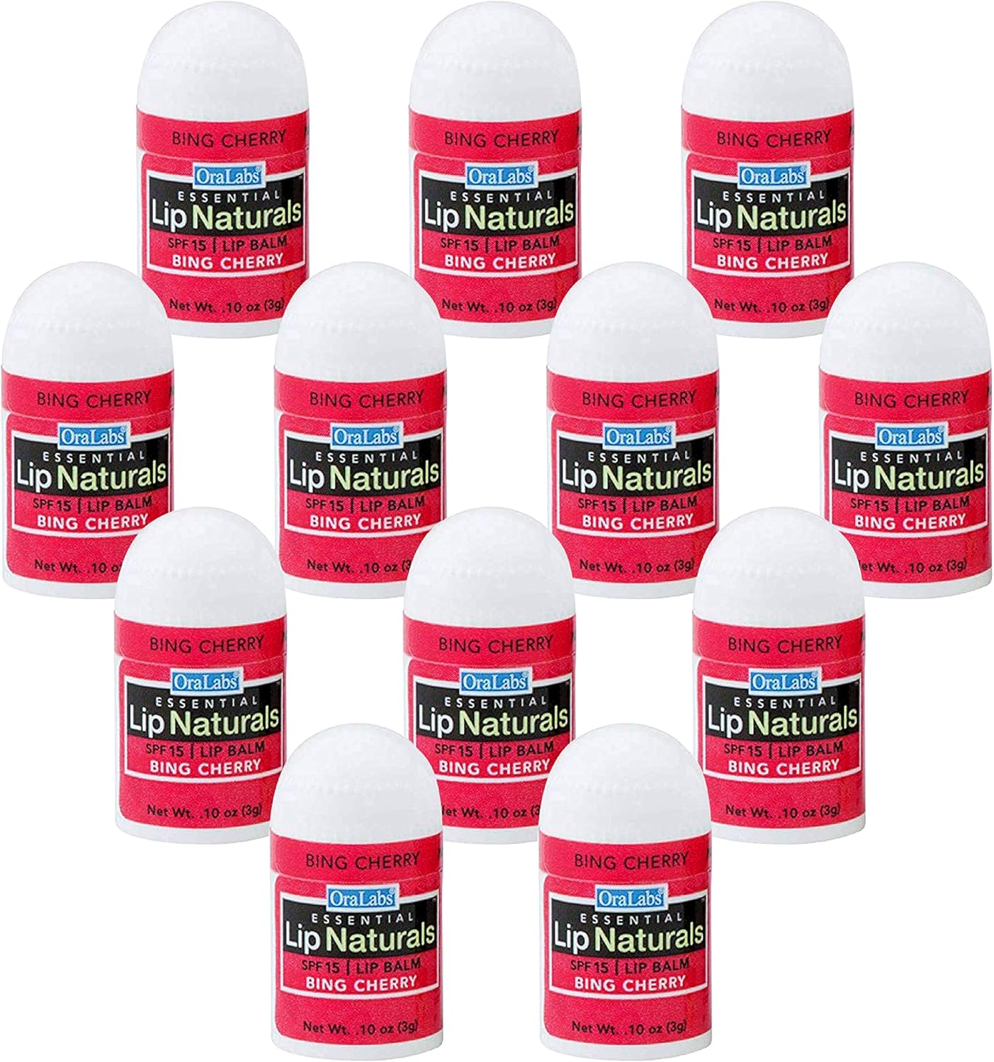Essential Lip Naturals | Mini Lip Balm - 12 Count [SPF-15] (Bing Cherry)