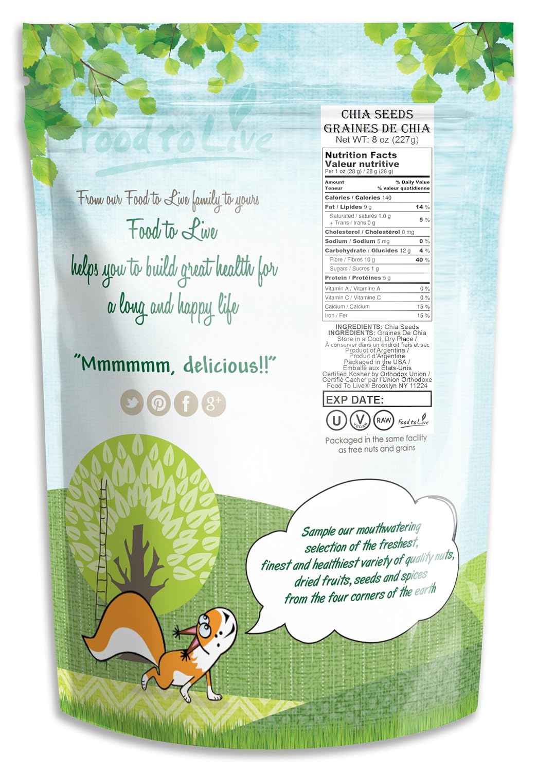 Food to Live Las semillas de chía (Kosher) (8 onzas): Amazon.es: Alimentación y bebidas