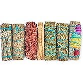 7 Sage Smudge Kit with Blue Sage, 7 Chakra White Sage, Cedar, Dragon's Blood, Rosemary, Yerba Santa, Palo Santo | Salvia Blanca para Limpiar Sustainably Sourced