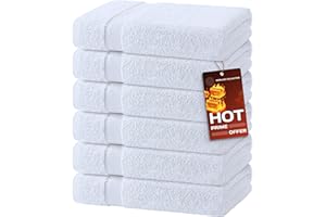 WHITE CLASSIC Wealuxe White Bath Towels 24x50 Inch, 6 Pack - Extra Absorbent Cotton Towel Set for Bathroom