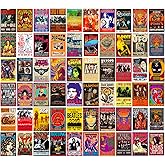 WOONKIT 60 PC Vintage Rock Band Posters, 70s 80s 90s Retro Concert Prints, Bedroom Wall Art, Album Cover Collage, 4x6 Inch (Set of 60)