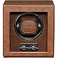 ROTHWELL Single Watch Winder for Automatic Watches with Quiet Motor with Multiple Speeds and Rotation Settings (Tan/Brown)