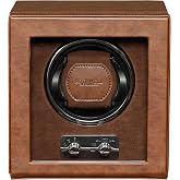 ROTHWELL Single Watch Winder for Automatic Watches with Quiet Motor with Multiple Speeds and Rotation Settings (Tan/Brown)