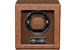 ROTHWELL Single Watch Winder for Automatic Watches with Quiet Motor with Multiple Speeds and Rotation Settings (Tan/Brown)