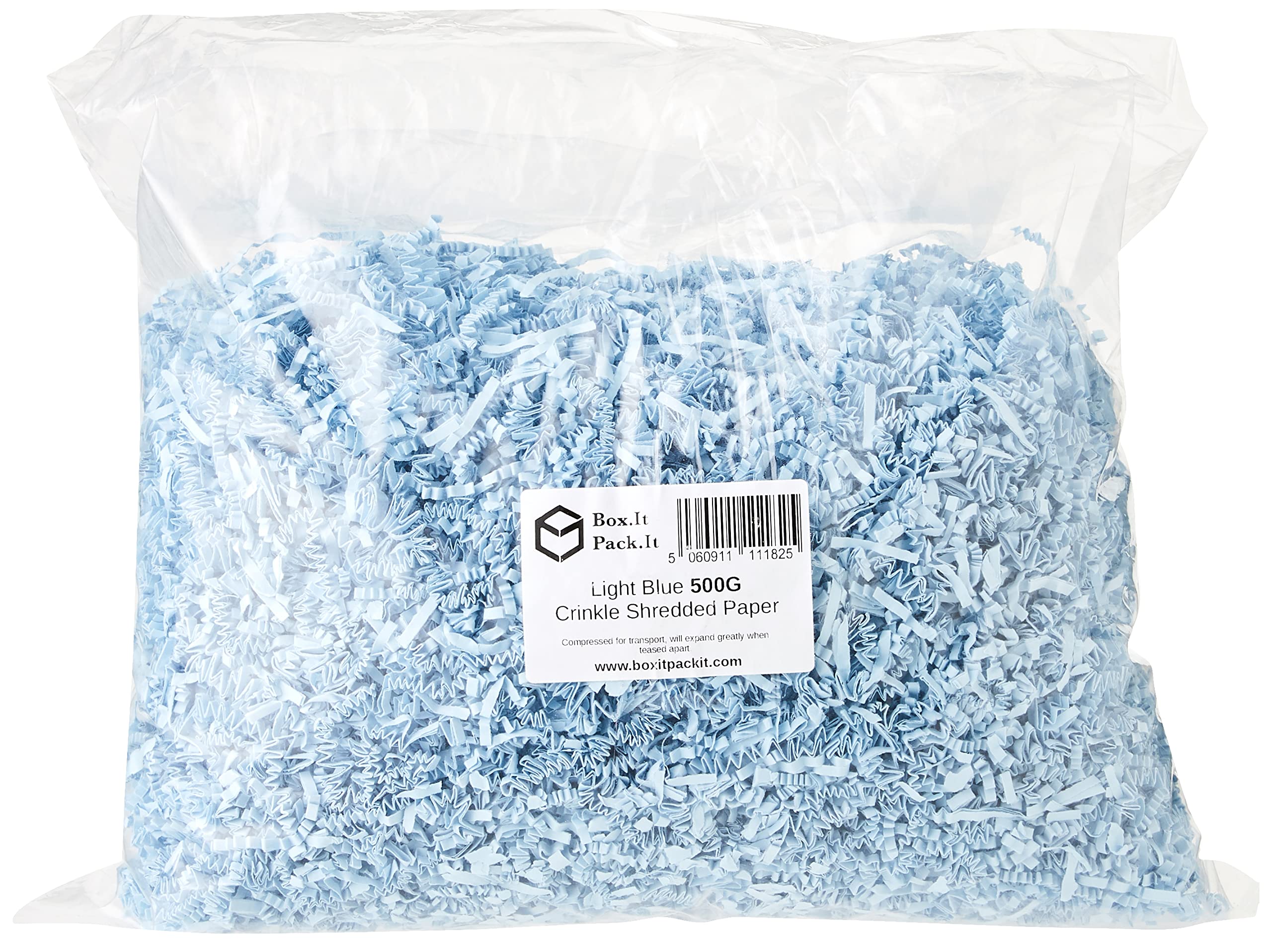 Box.it.pack.it Shredded Crinkle ZigZag Kraft Paper, Light Blue, 500g