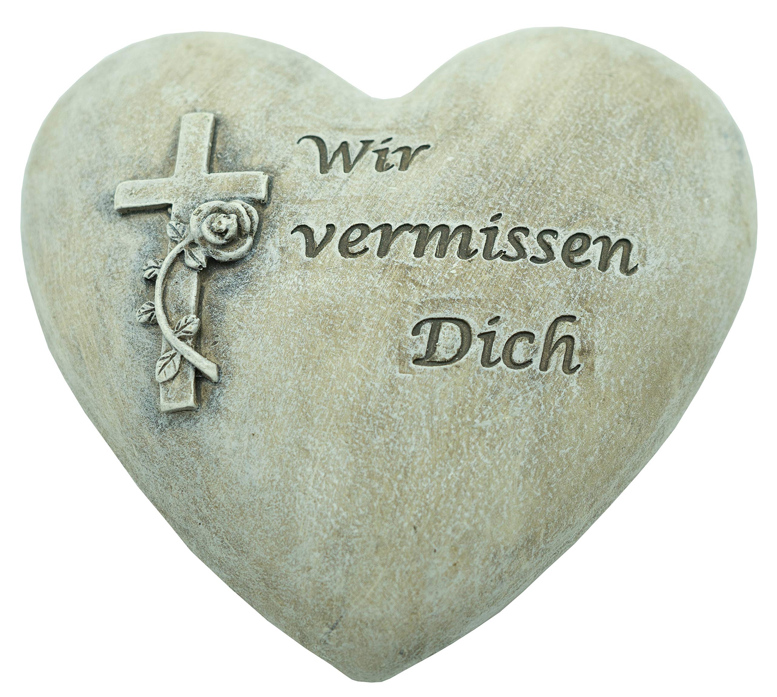 Bambelaa! Grave decoration, weatherproof heart inscription, we miss you, stone resin decoration for cemetery, grave garden