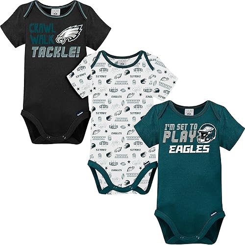 Gerber NFL baby boys 3 Pack Short Sleeve Bodysuit, Team Color, 18 Months US