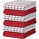 Bumble Kitchen Towels | 100% Cotton Dish Towels with Hanging Loop | 16"x 28" | 380GSM | Absorbent Kitchen Towel Set | 6 Pack, Red