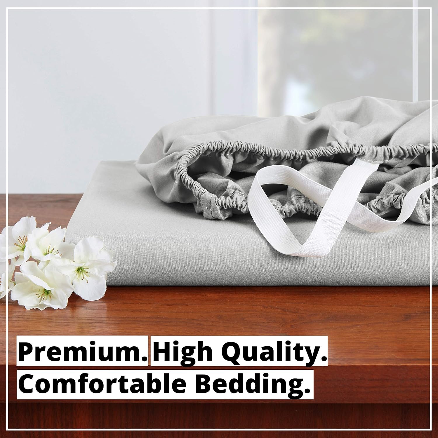 Bed Sheets For Queen Size Bed - 14" - 16" Fitted Sheets Queen Size - Deep Pocket Fitted Sheet - Microfiber Fitted Bed Sheets - Super Soft Queen Size Fitted Sheet Only - Silver Light Gray: Home & Kitchen