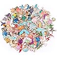 MARFOREVER 120 Pcs Ocean Themed Sea Charms for Jewelry Making, Assorted Gold Enamel Starfish Seashell Marine Pendants for Necklace Earring Bracelet Crafting Holiday Gifts for Women Mom Girls
