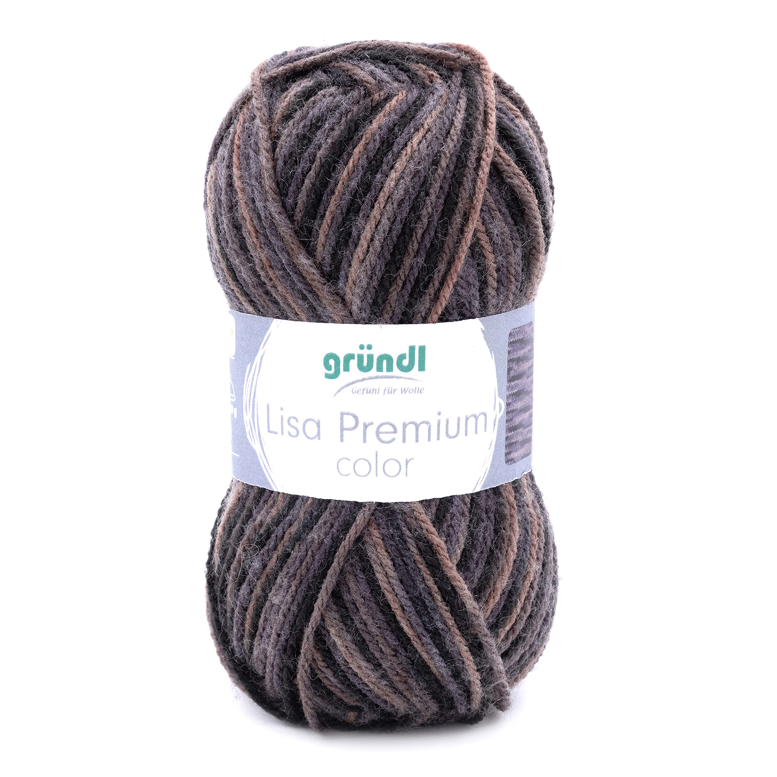 Gründl Yarn, 17 Braun Schwarz, 3,5-4,5 mm
