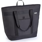 Jumbo Insulated Cooler Bag - Heavy Duty Soft Insulated Grocery Bag (Black) | Thermal insulation keeps food warm or cold, convertible handles to carry sideways for pizza, delivery bag, beach, travel.