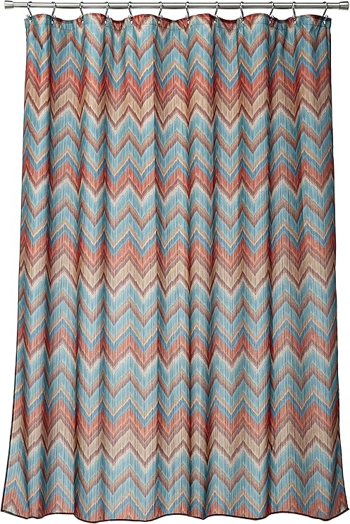 Amazon Com Bacova Guild Sierra Zig Zag Teal Shower Curtain Home