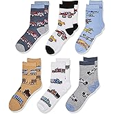 Jefferies Socks boys Little Boys Trains Trucks Cars Pattern Crew Socks 6 Pack