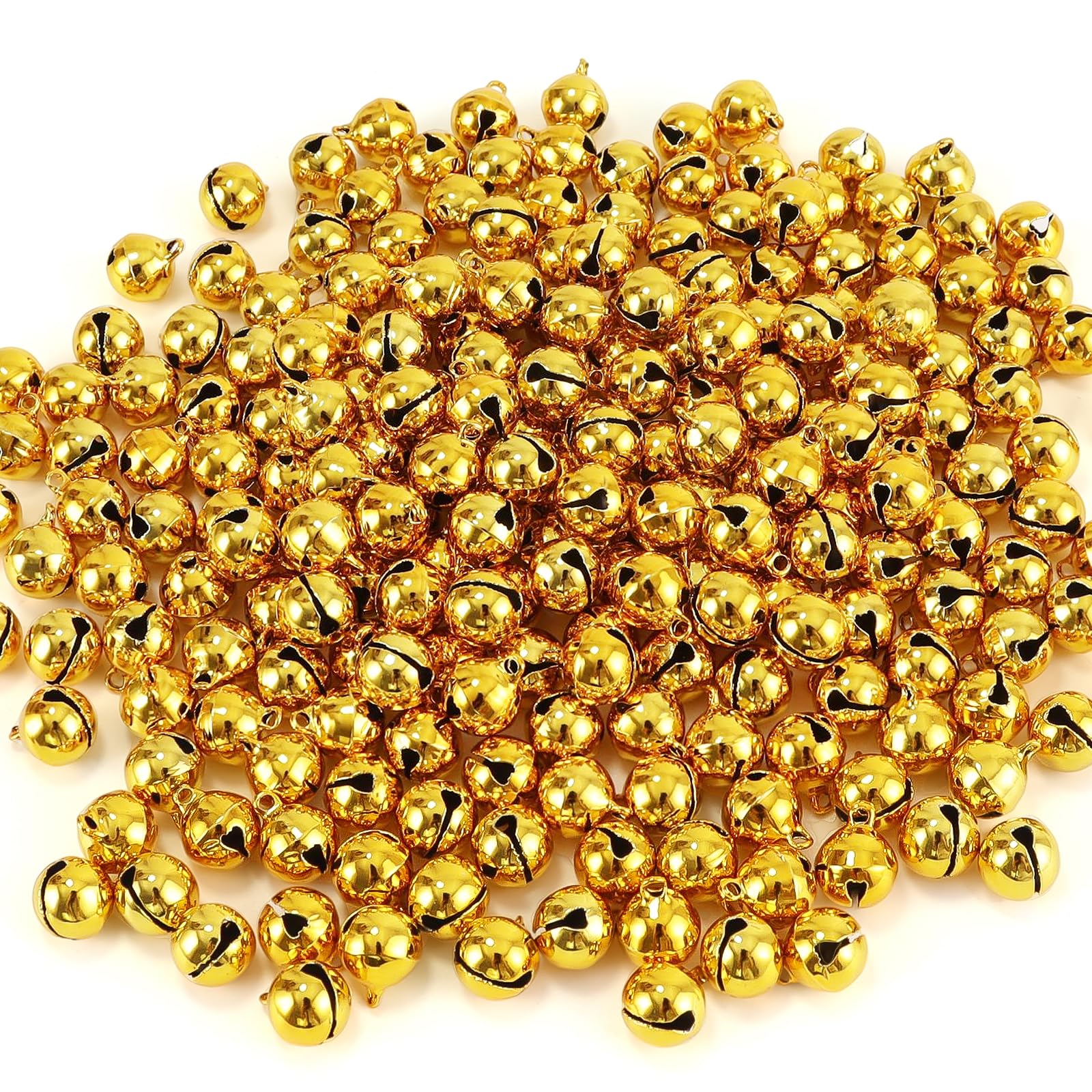 Photo 1 of 1/2 Inch Jingle Bells Small Bell Mini Bells, Tiny Crafts Bells, DIY for Christmas Home Making Ornaments Wreath Pet Decorations Bracelet Anklets Necklace Knitting Jewelry Making 120 Pcs, Gold