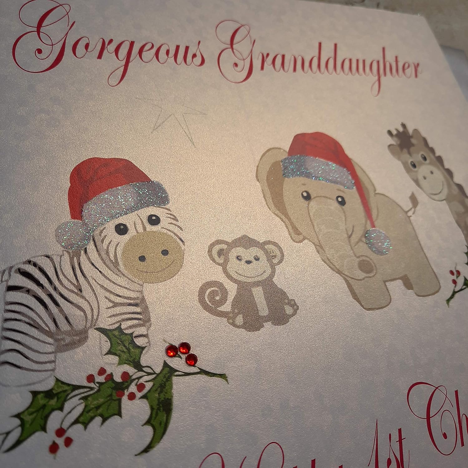 White Cotton Cards Code Xx14-114 Gorgeous Granddaughter Happy 1st Christmas Handmade Large Christmas Card, Toys - Image 4
