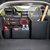 SportySizz Durable PU Leather Hanging Trunk Organizer for SUV, 36in Black | Sturdy Non-Sagging, Tool-Free Install, Fits SUV &