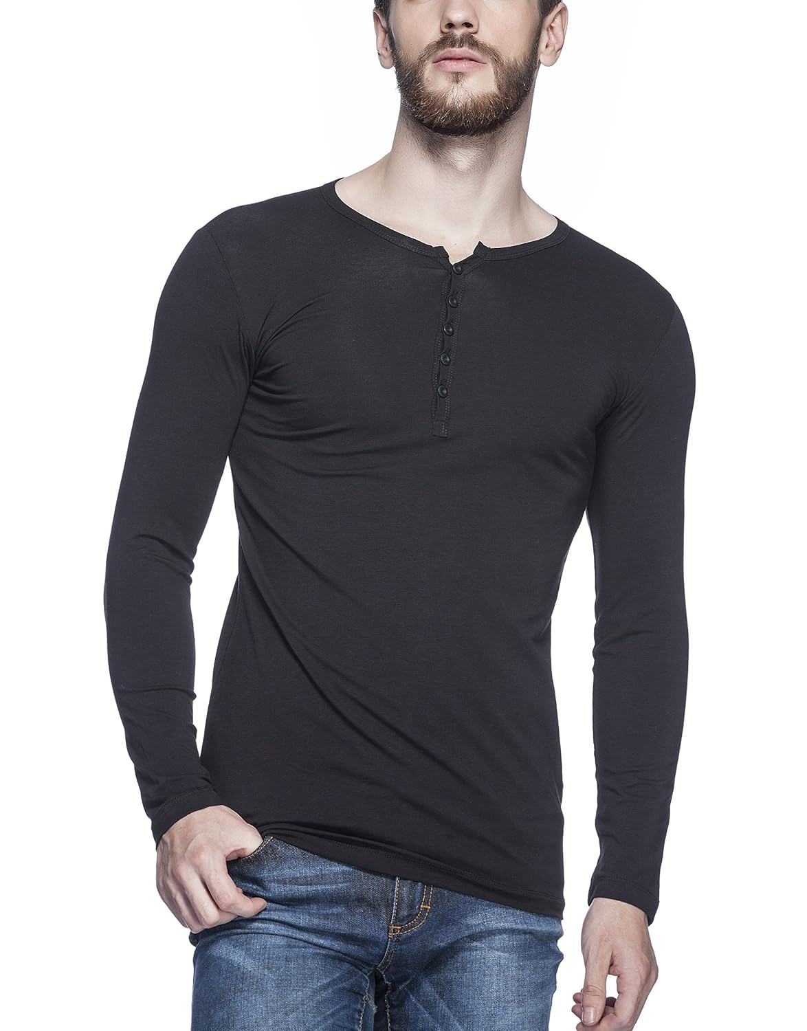 tinted men's cotton lycra henley t-shirt