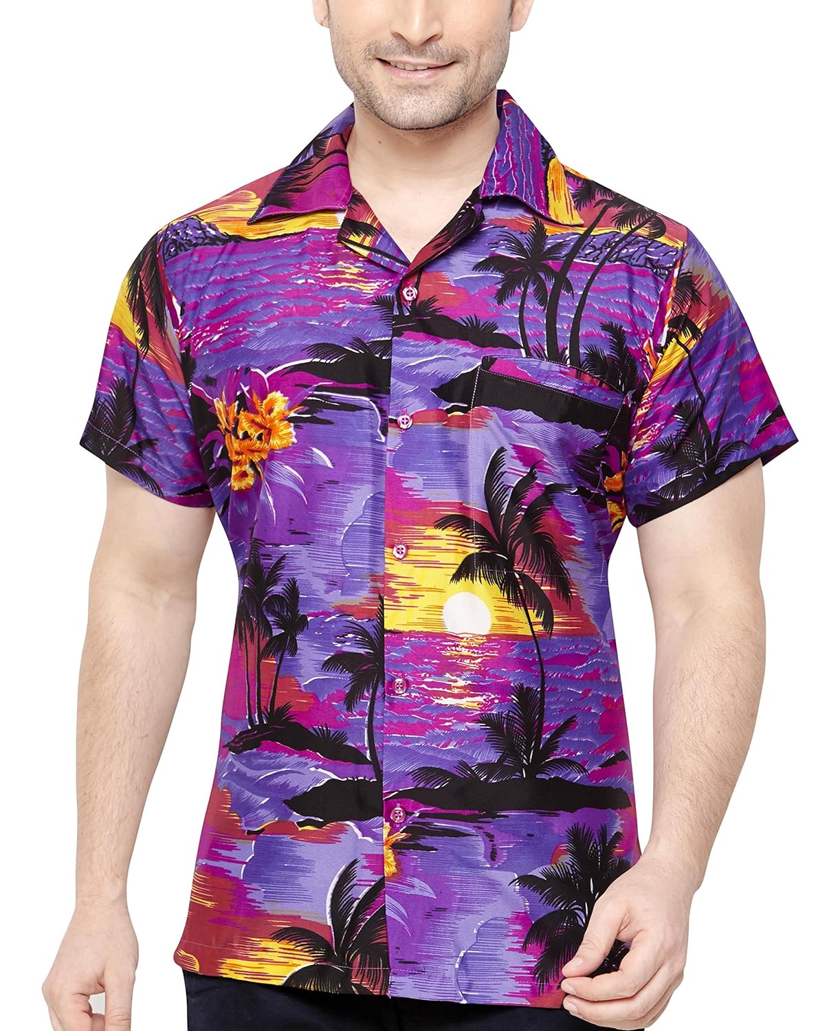 club cubana men's regular fit classic short sleeve casual floral hawaiian shirt