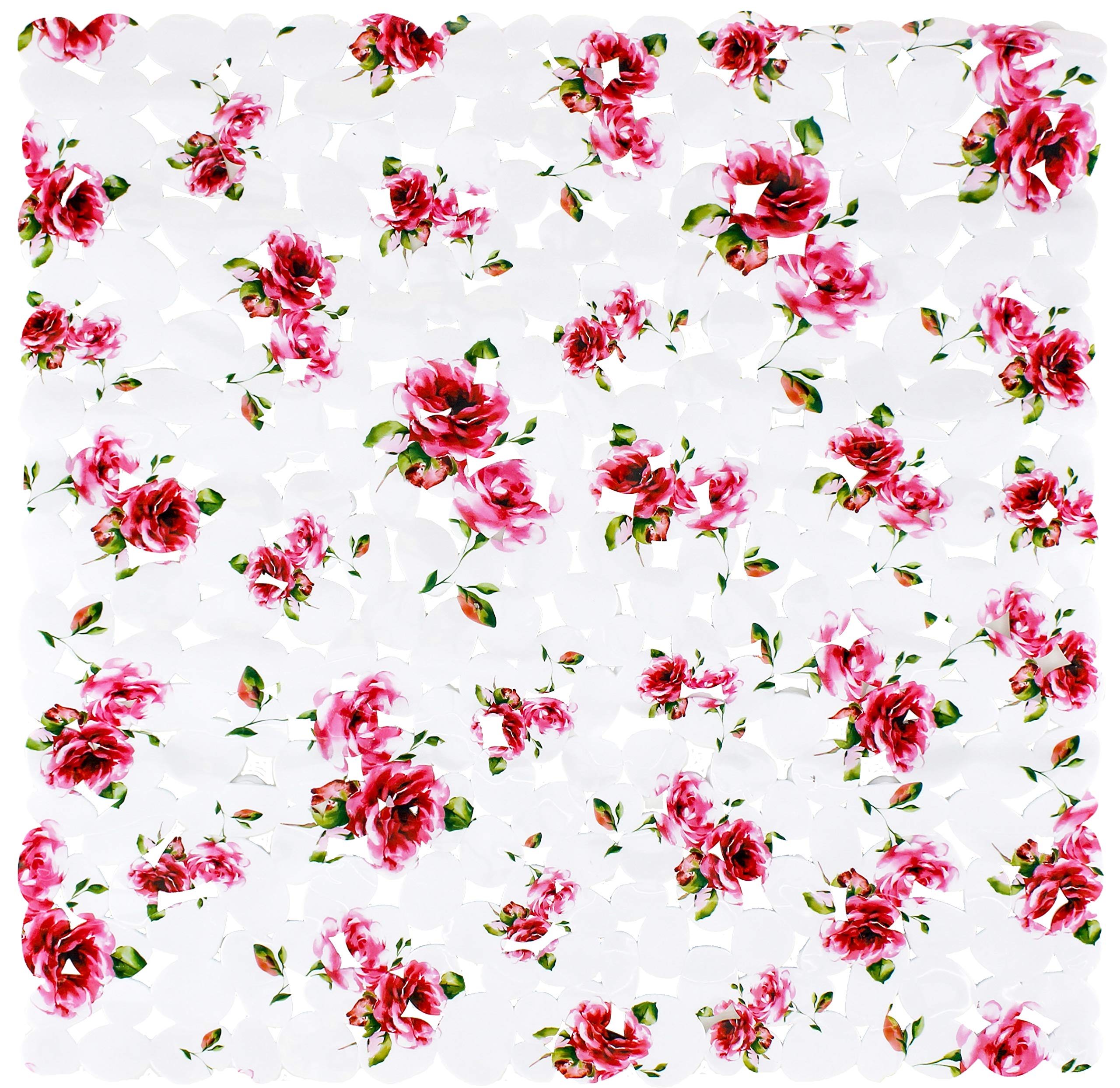 Brandsseller Non-slip Bathtub and Shower Mat - 21" x 21" - Rose Design
