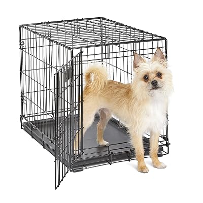 MidWest Homes for Pets 24-Inch iCrate for Small Breeds, 12-20 lbs, Single Door Folding Dog Crate with Divider Panel, Leak-Proof Tray & Secure Latch, Portable, Durable & Easy to Assemble