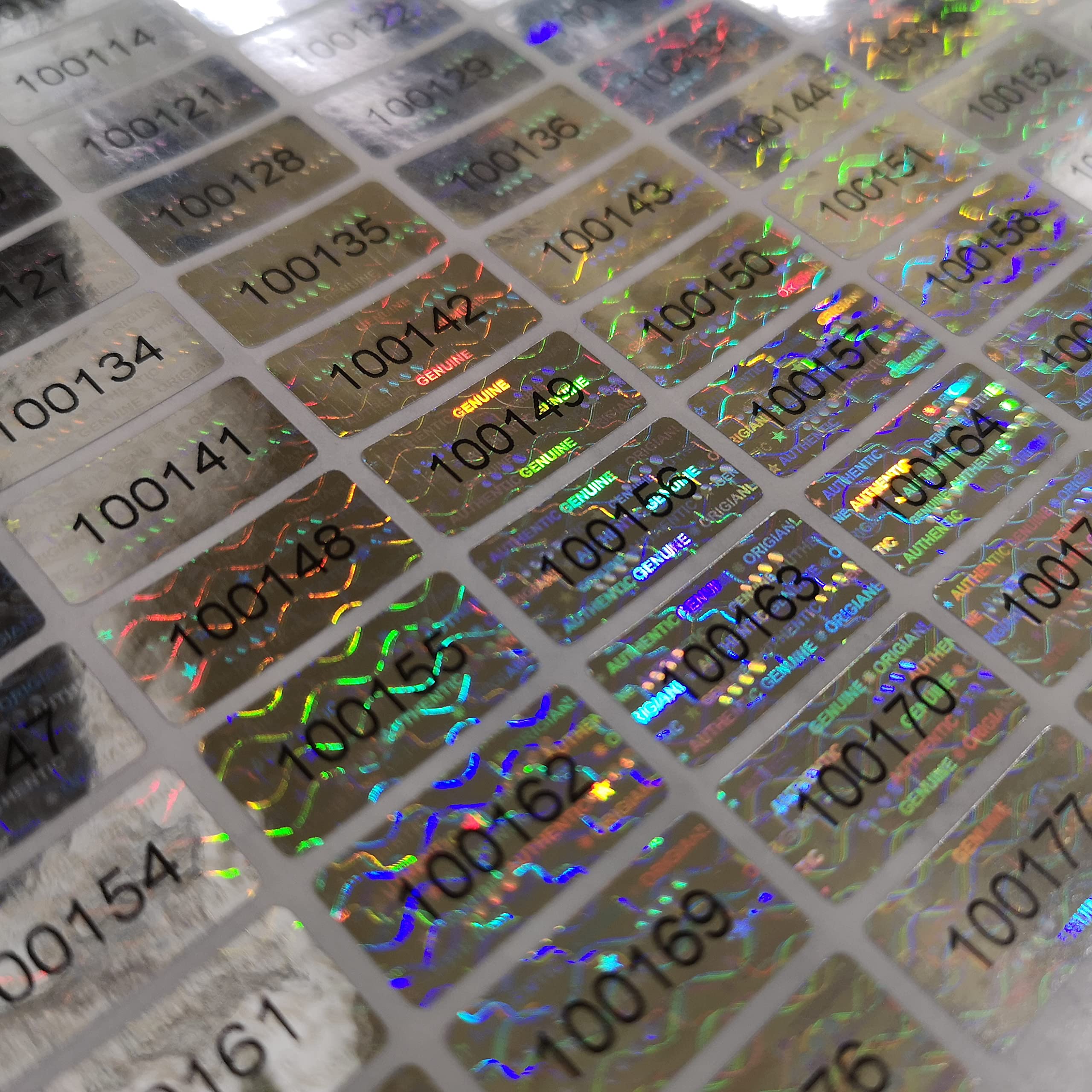 Tamper Proof Stickers 10mm x 20mm Various Pack Sizes of Genuine Hologram Labels with Unique Serial Numbers (728)