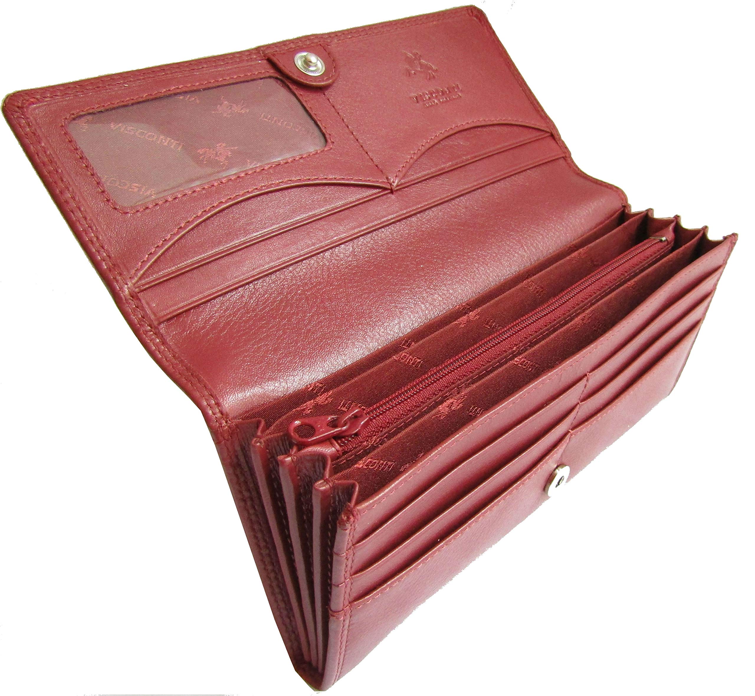 Gorgeous Visconti Buckingham Soft Leather Card Cash Coin Purse Wallet RFID Protection Gift Boxed HT35 (Red)
