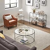 VASAGLE Console Table with 3 Shelves Tempered Glass 100 x 30 x 73 cm view 6