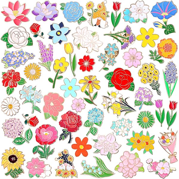 Amazon.com: CraftyDream 40 Pcs Flower Enamel Pins Bulk  display picture 1