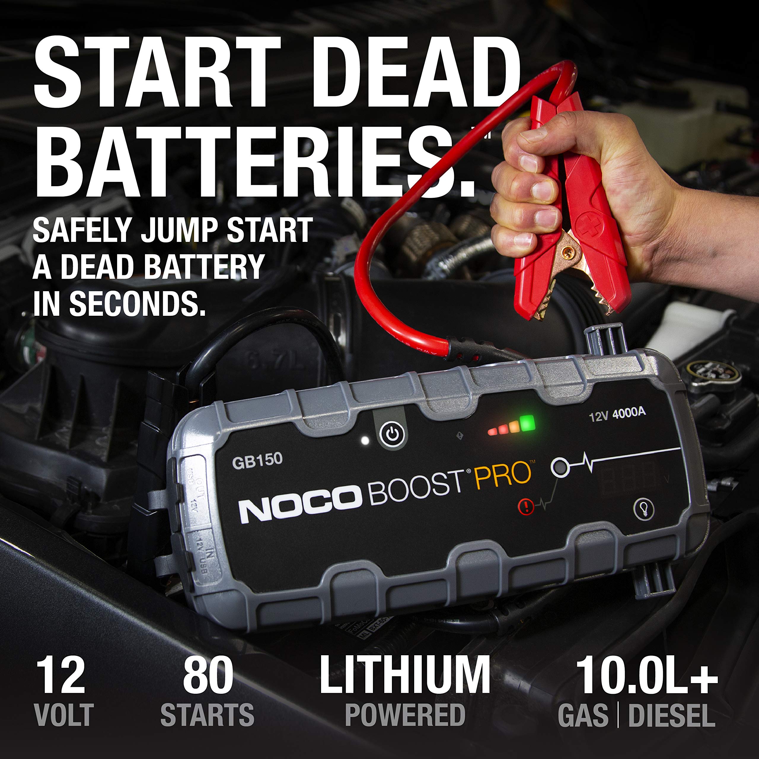 NOCO Boost HD GB150 4000 Amp 12Volt UltraSafe 12Volt UltraSafe Lithium Jump Starter For Up To