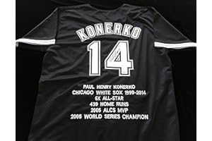 BM AUTHENTICS Paul Konerko Chicago White Sox Signed Autographed Black Baseball Stat Jersey with JSA COA