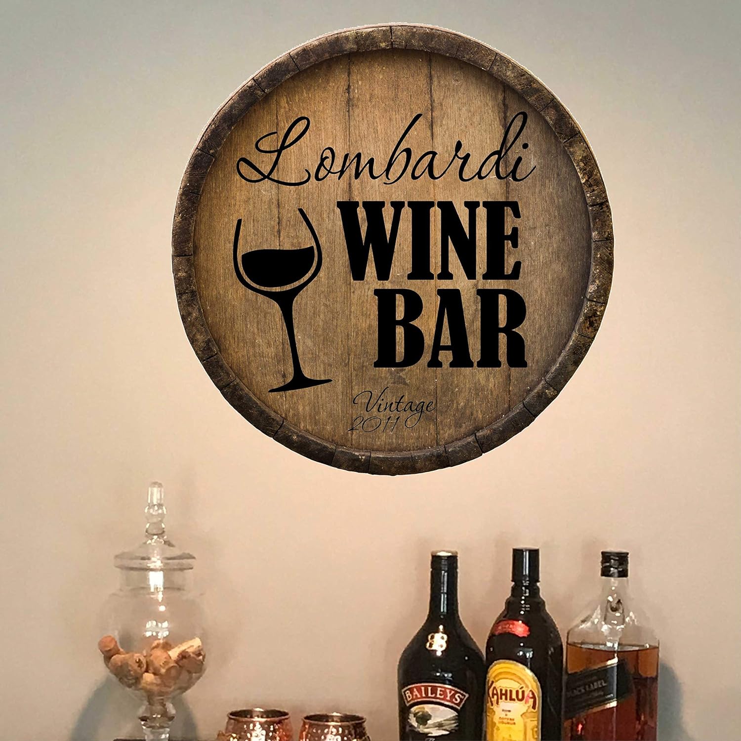 Custom Name Wine Bar Wall Decal Personalized