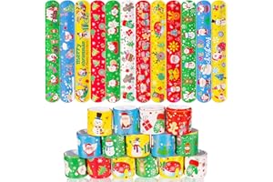 Max Fun 48pcs Christmas Slap Bracelets Party Favors Toys for Kids Xmas Party Favors Stocking Stuffers (Christmas)