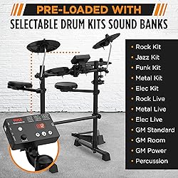 Pyle 7-Piece Electric Drum Set, Electronic Drumming