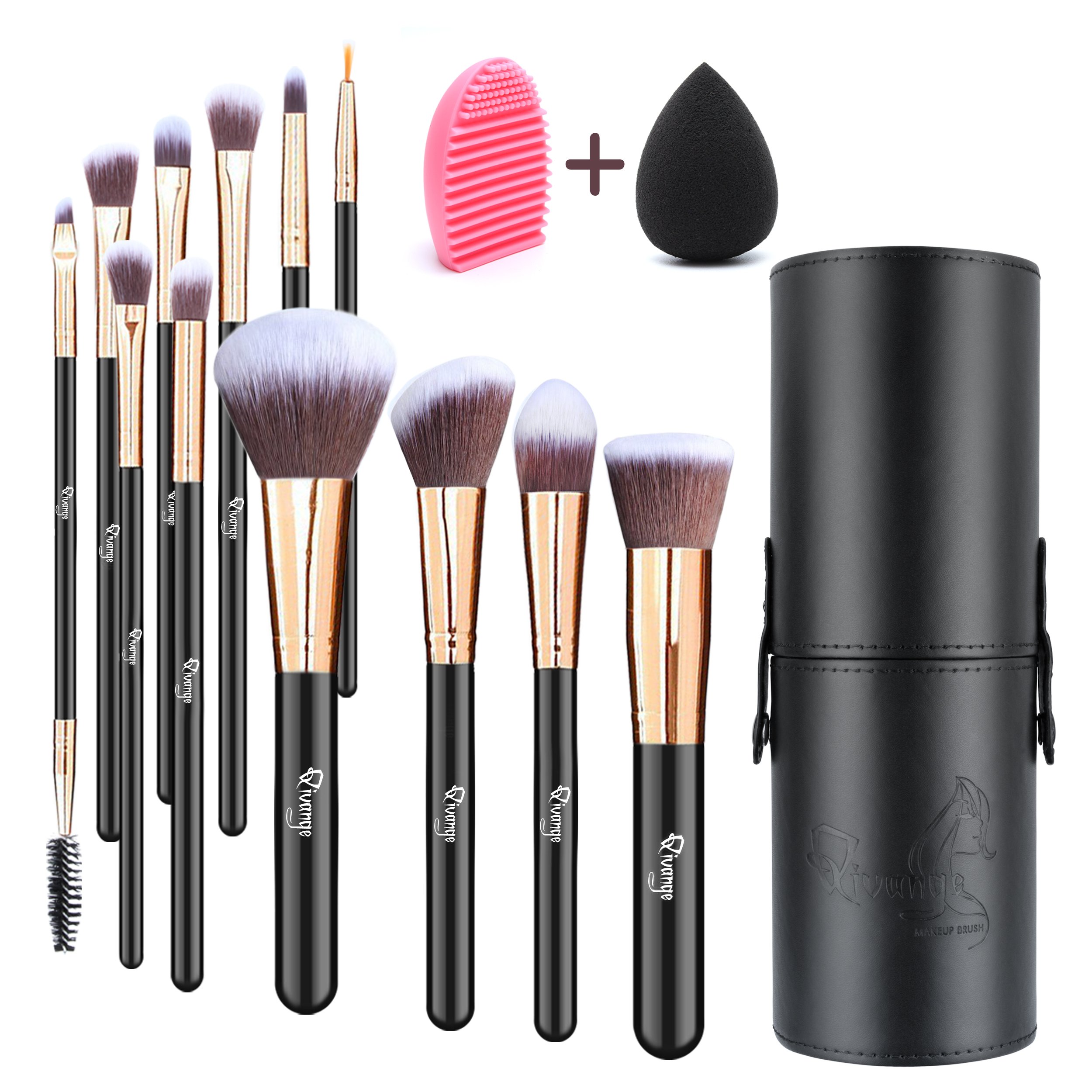 Qivange Makeup Brushes, Flat Foundation Blush Eyeliner Eyeshadow