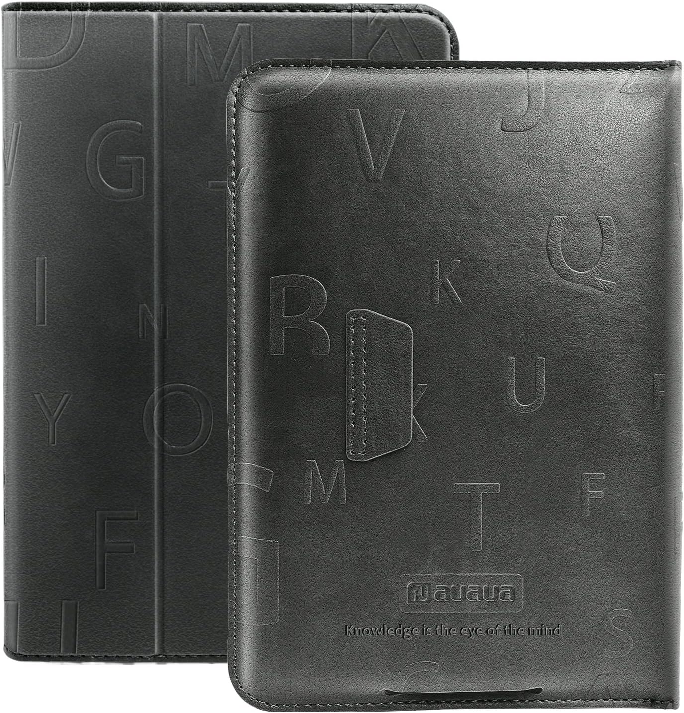 AUAUA Kindle Paperwhite Case -Letter Embossing Design Ultra Thin and Light PU Leather Cover Perfectly Fit All-New Amazon Kindle Paperwhite (Fits All 2012, 2013, 2015 and 2016 Versions)(Grey ABC)