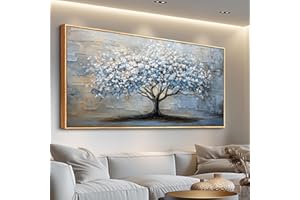 ERQINHUA Wall Art For Living Room Large Wall Decor Art For Office Abstract Pictures Blue Grey Tree Restaurant Wall Painting Framed Canvas Printing Art Bedroom Home Decoration Wood Framed 20"X40"